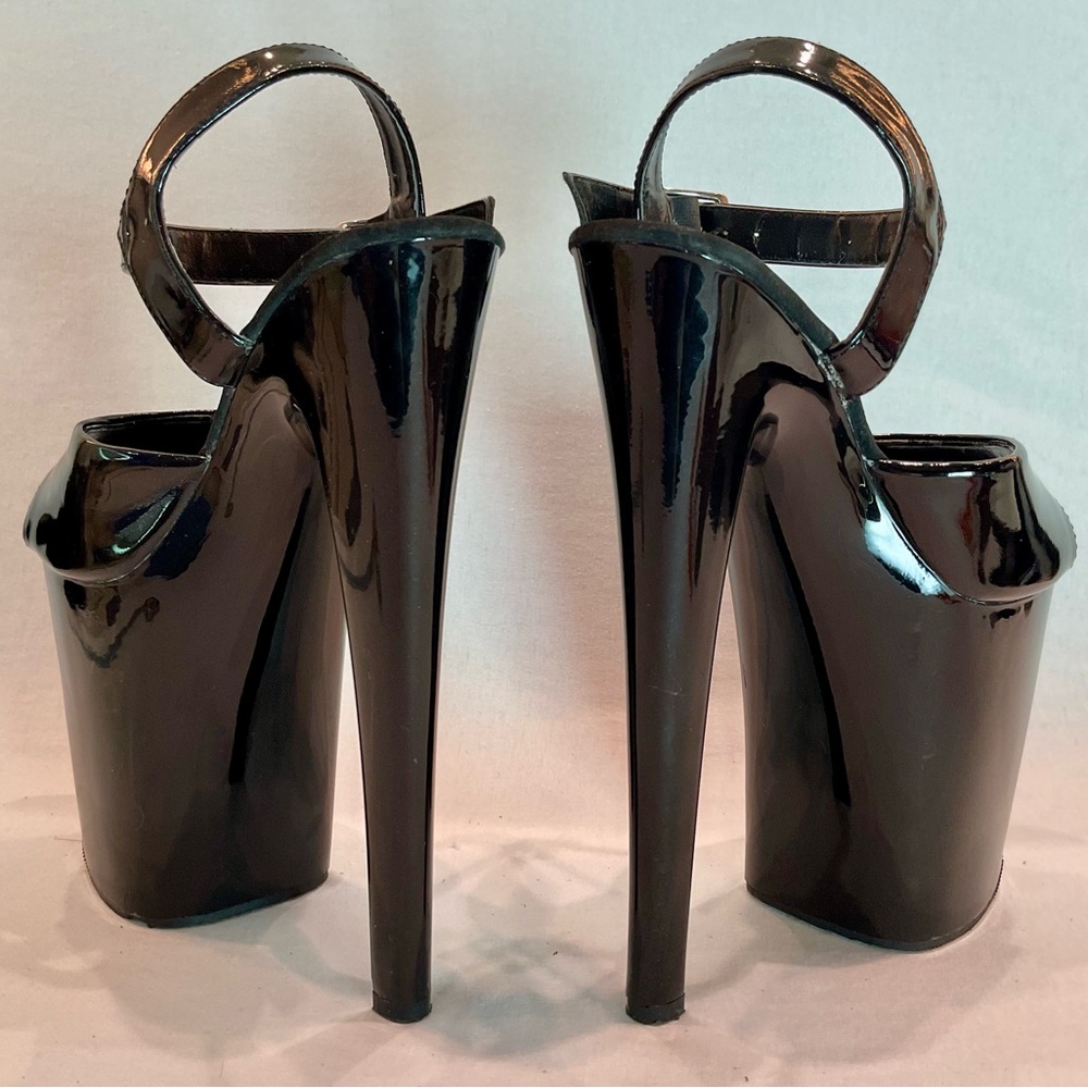 PLEASER FLAMINGO 808 Black 4inch Platform 8inch Heels Ankle strap Worn once SZ 6 - Picture 11 of 14